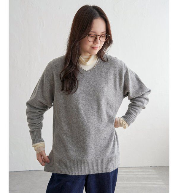 Lbc with Life「アンゴラ混Vネックニットプルオーバー」|カーディガン|ライトグレー