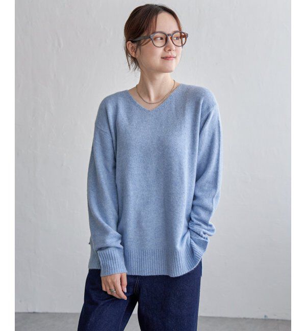 Lbc with Life「アンゴラ混Vネックニットプルオーバー」|カーディガン|ライトブルー