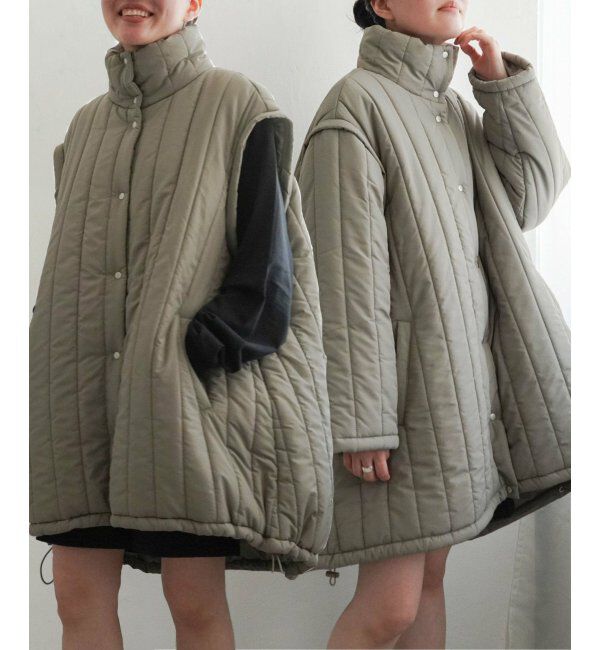 VENCE share style「袖取り外し縦キルト中綿コート」|その他|Dkグリーン