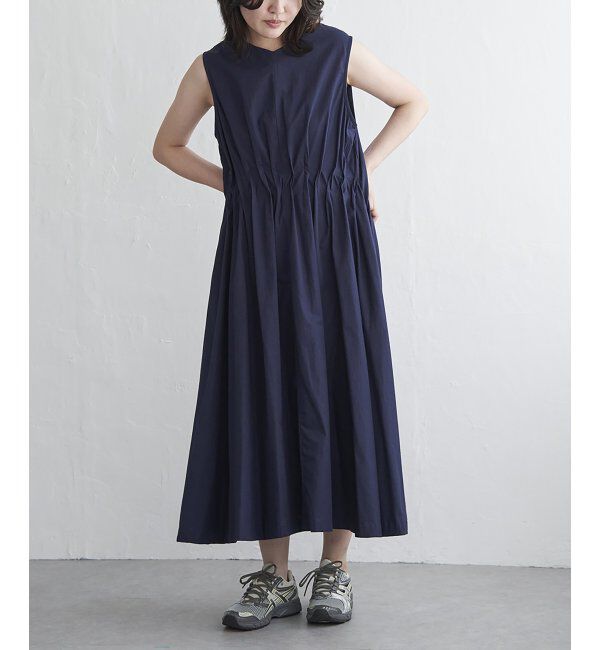 VENCE share style「ウエストタックノースリーブワンピース」|ワンピース|ネイビーブルー