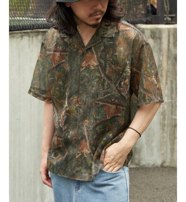 VENCE share style「メッシュ総柄半袖シャツ」|シャツ・ブラウス|ブラウン