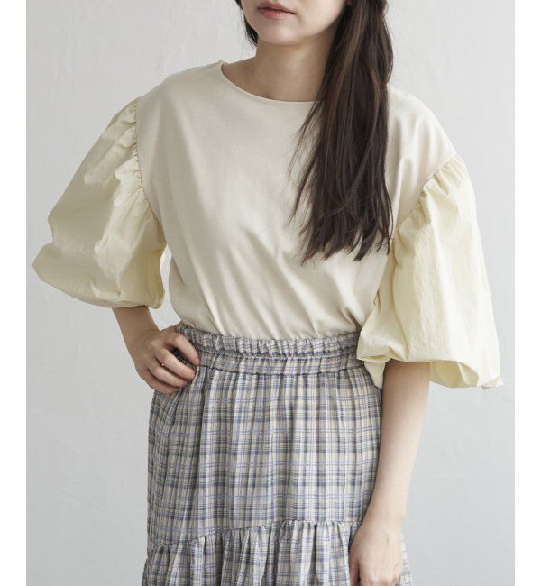 VENCE share style「天竺袖ナイロンバルーンプルオーバー」|Tシャツ・カットソー|