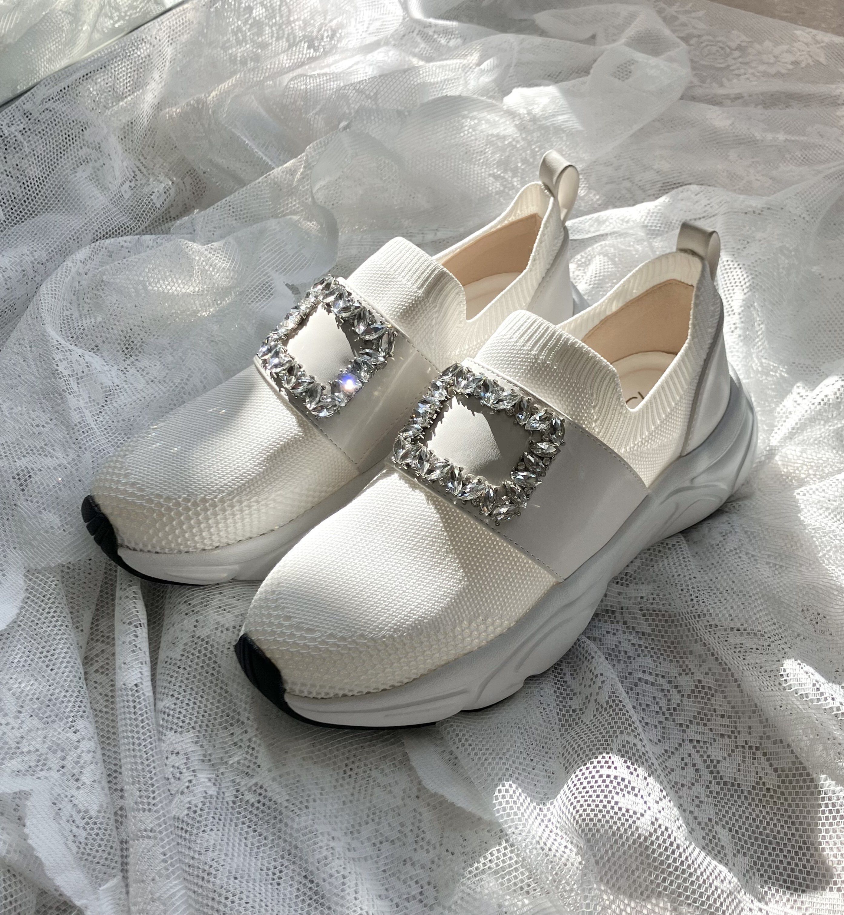 Bridget Birkin「【Bridget Birkin】ビジューバックルニットスニーカー」|スニーカー|WH