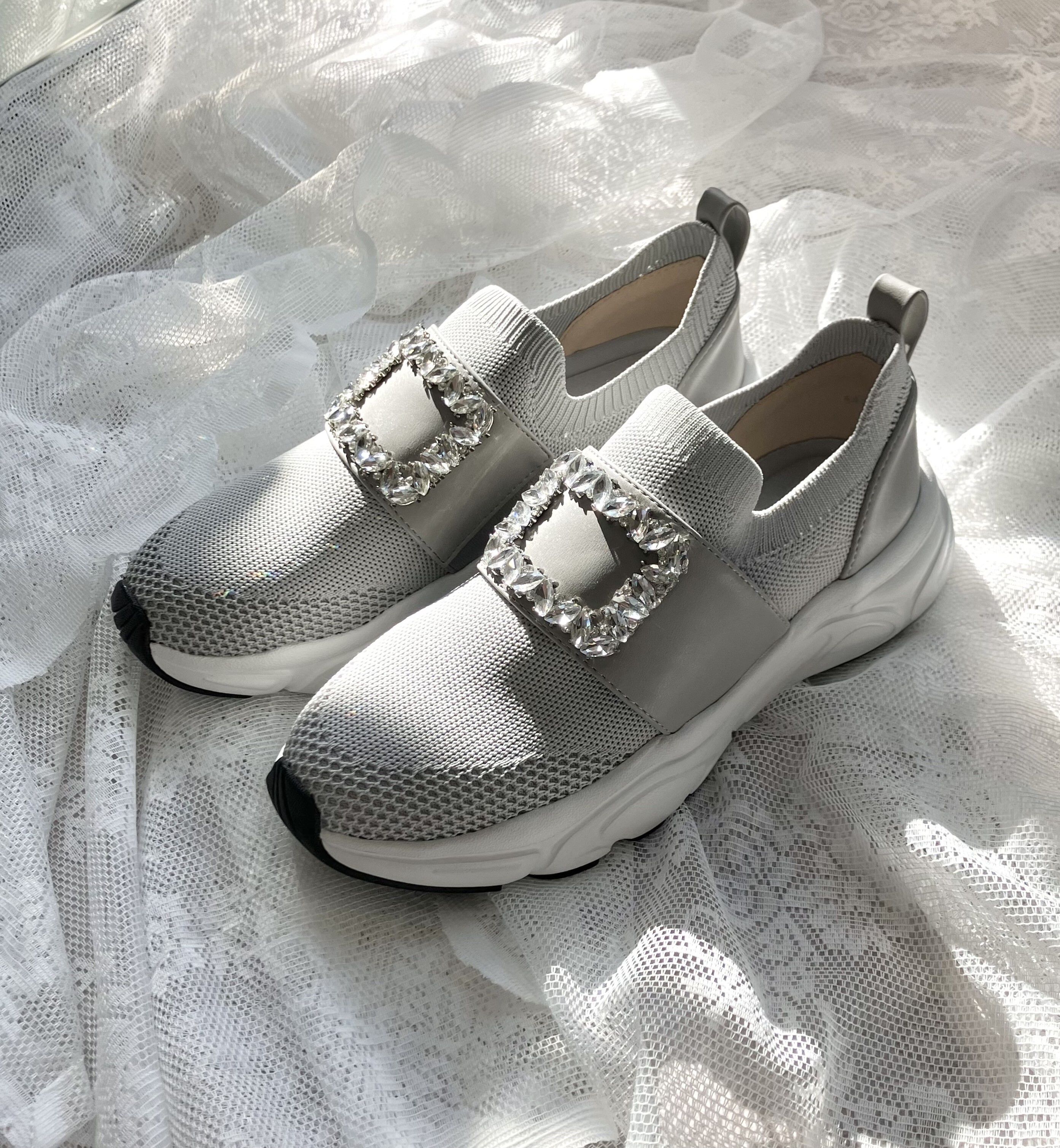 Bridget Birkin「【Bridget Birkin】ビジューバックルニットスニーカー」|スニーカー|