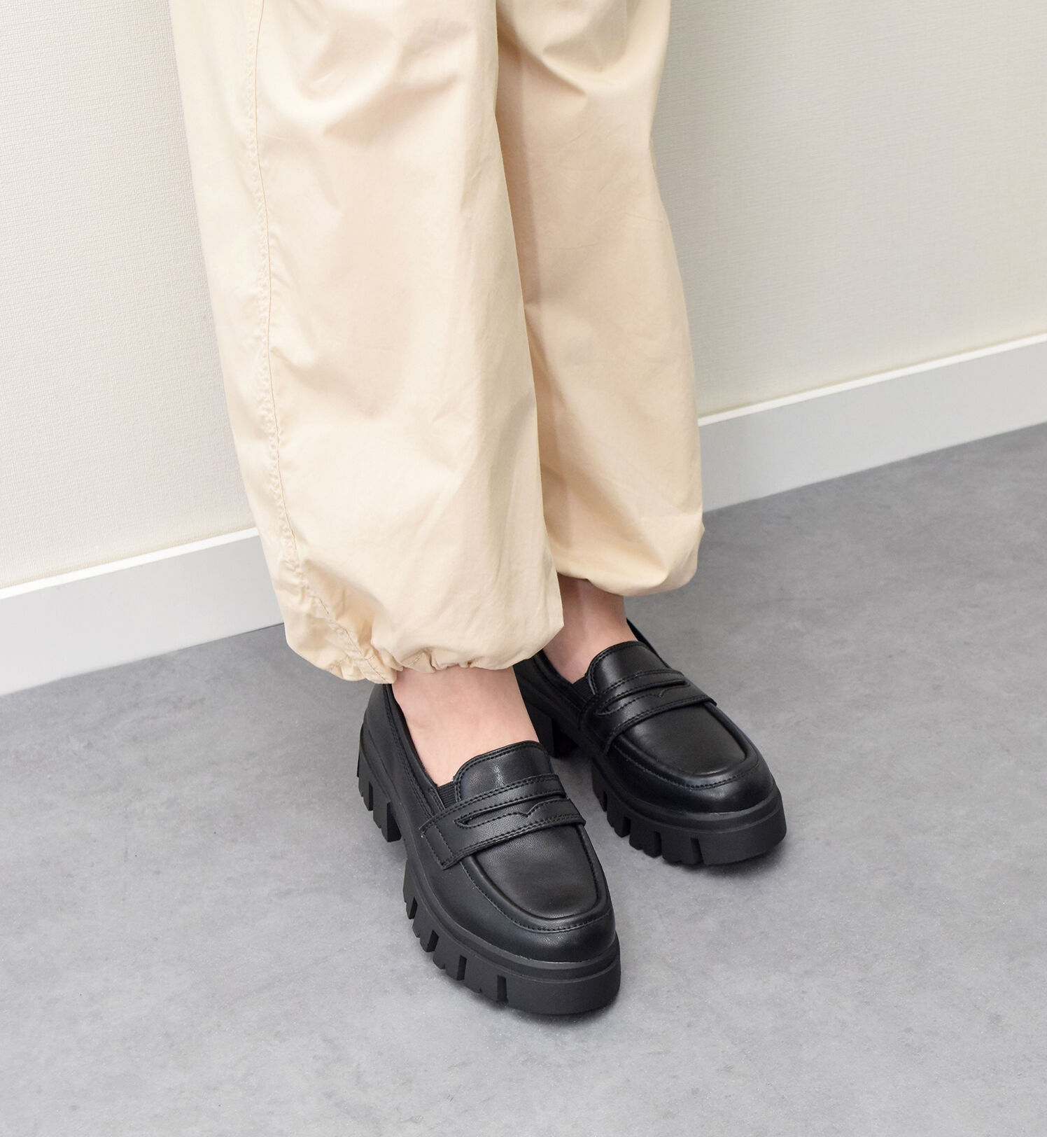 IMPORT SELECT「【bussola】撥水厚底デザインソールローファー」|ローファー|