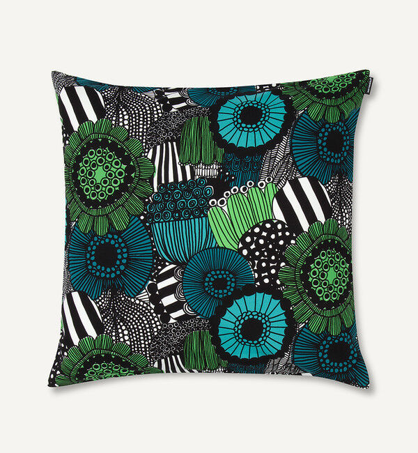 Marimekko「Pieni Siirtolapuutarha クッションカバー 50&times;50cm」|クッション・クッションカバー|ホワイト&times;グリーン