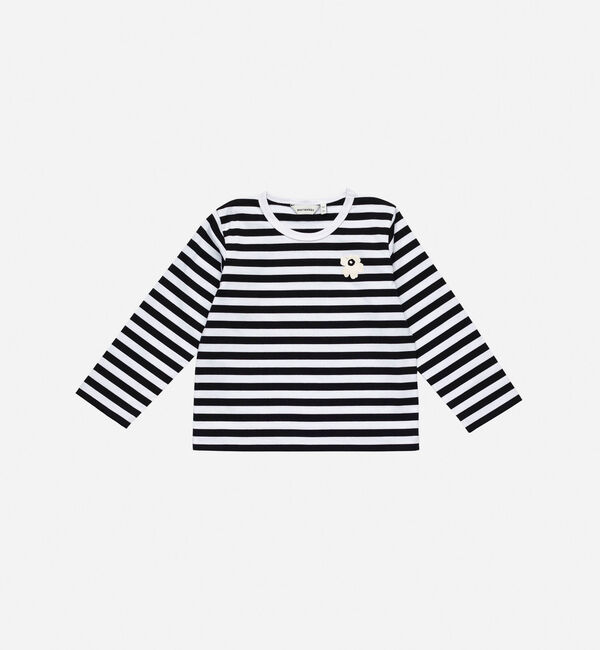 Marimekko「【kids】Paja Tasaraita Unikko Ⅰ カットソー」|Tシャツ・カットソー|ホワイト&times;ブラック