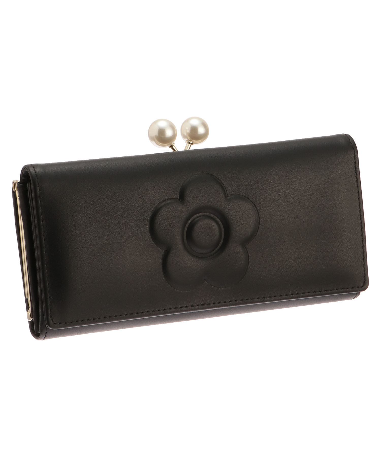 MARY QUANT「エンボスデイジーパール パース」|財布|ブラック