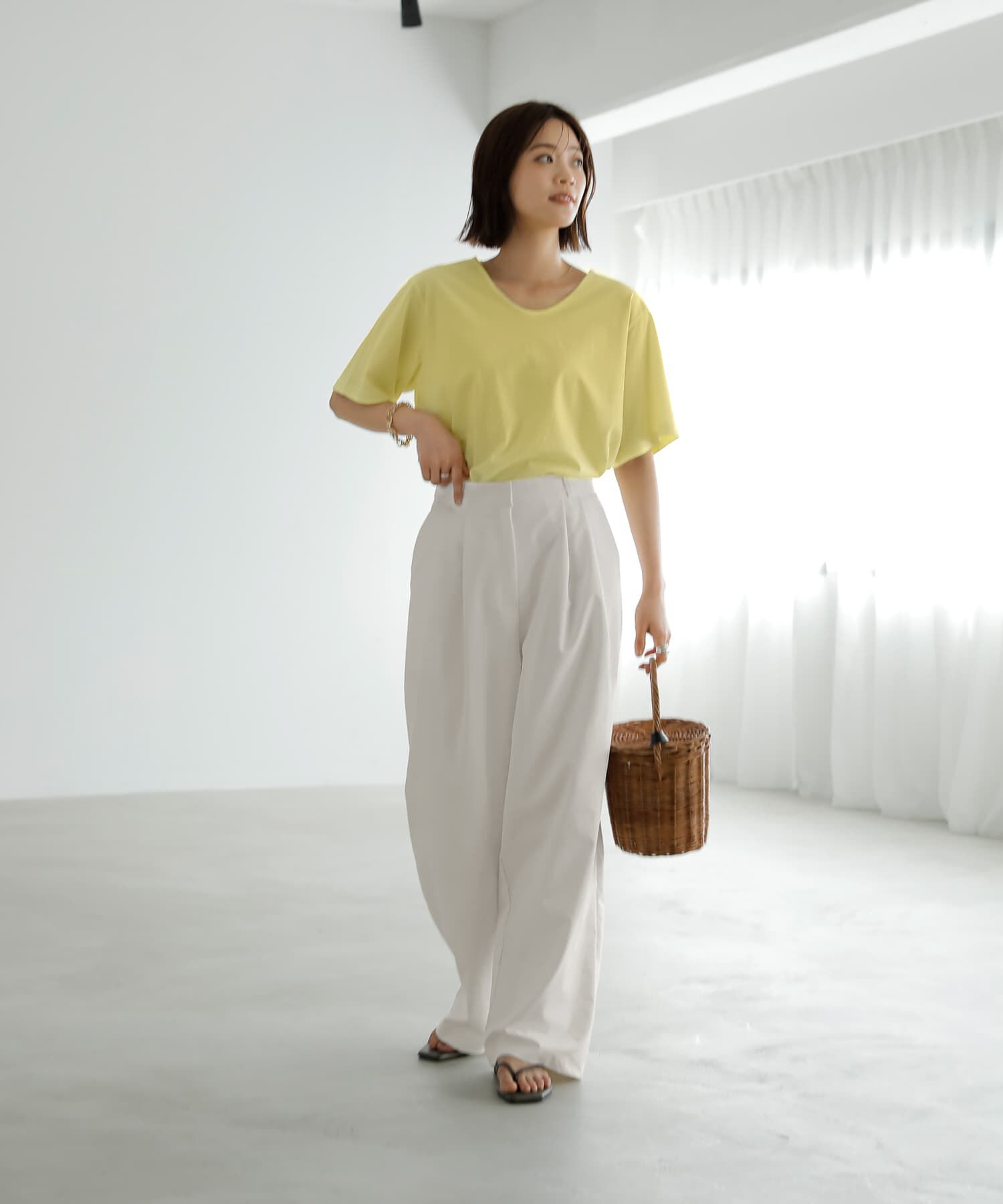 STYLE DELI「デコルテが開いたヌケ感５分袖Tシャツ」|Tシャツ・カットソー|