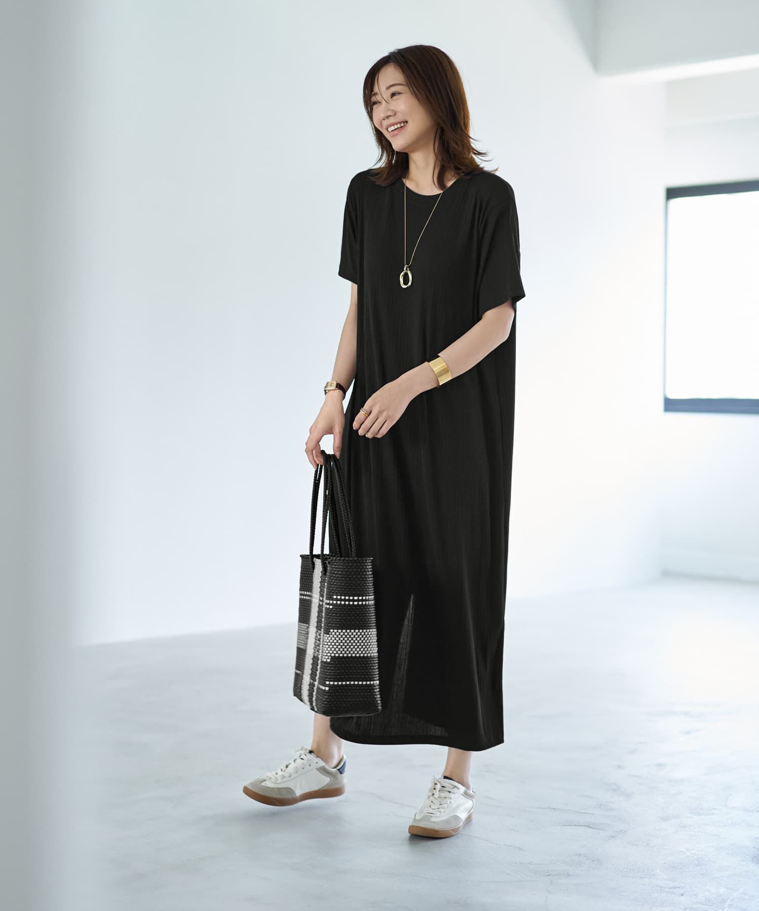 STYLE DELI「とろみ落ち感カットソー半袖ワンピース」|ワンピース|