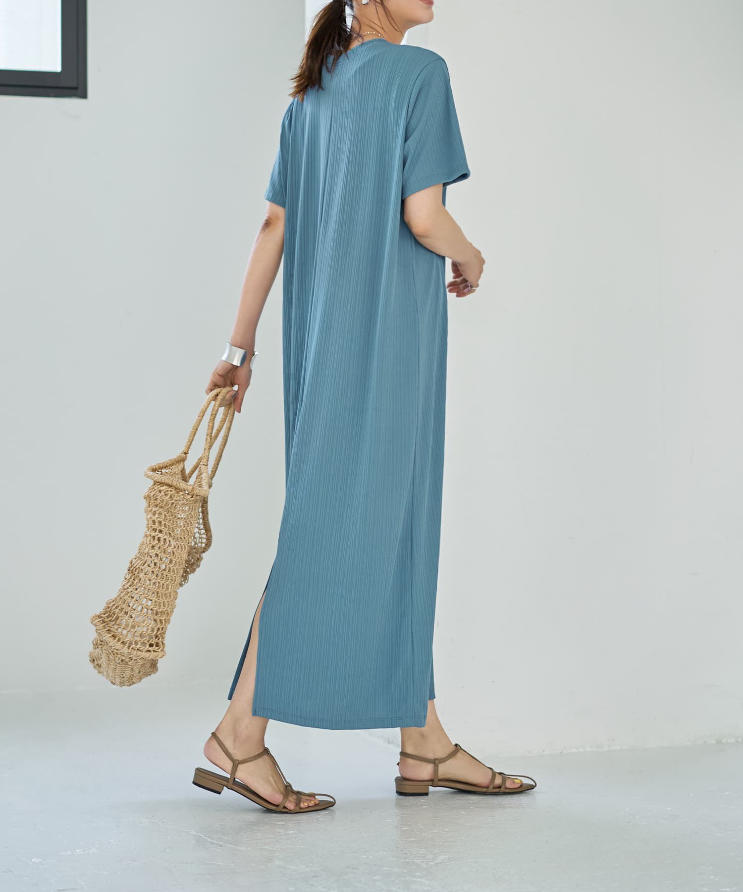 STYLE DELI「とろみ落ち感カットソー半袖ワンピース」|ワンピース|