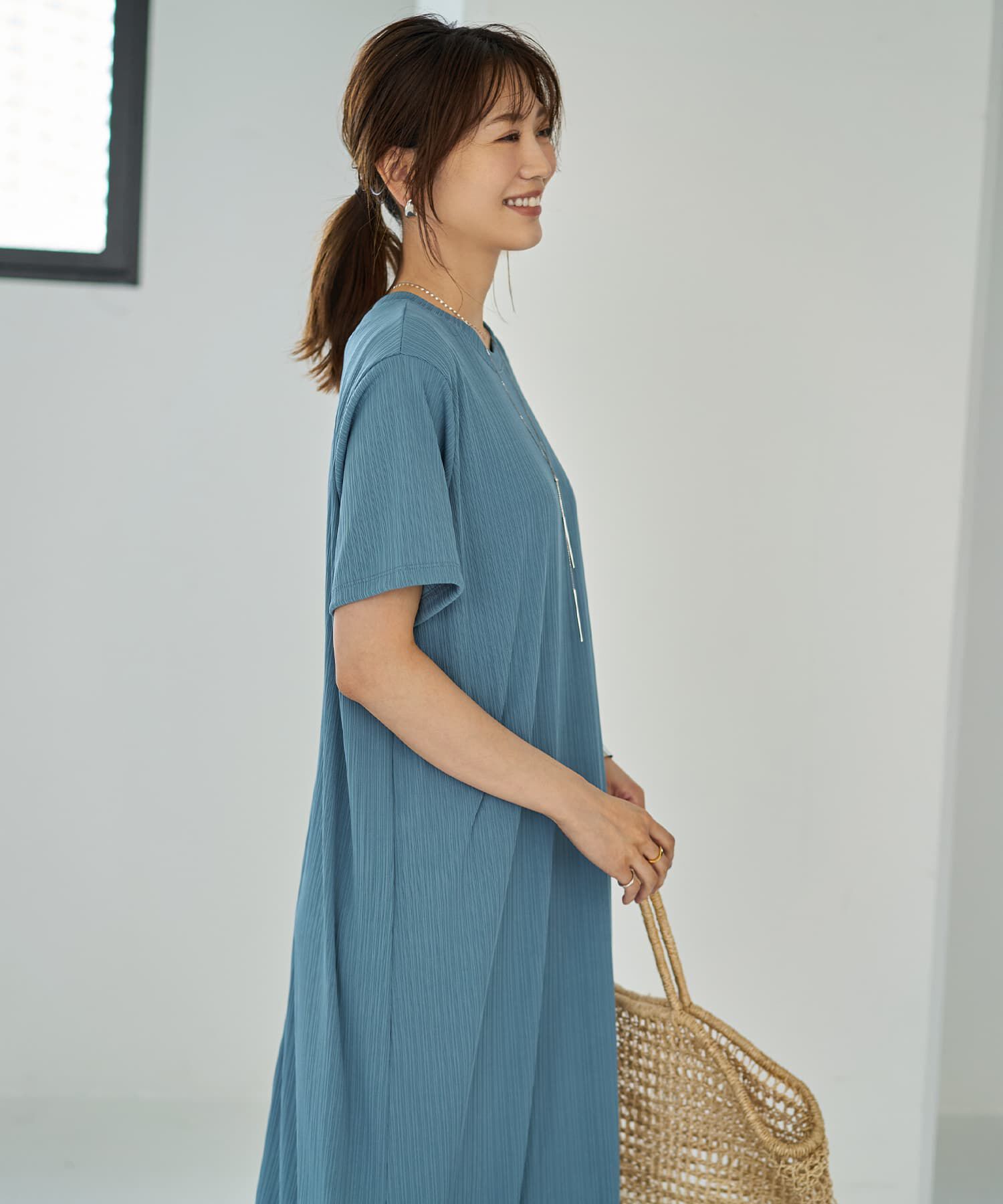 STYLE DELI「とろみ落ち感カットソー半袖ワンピース」|ワンピース|