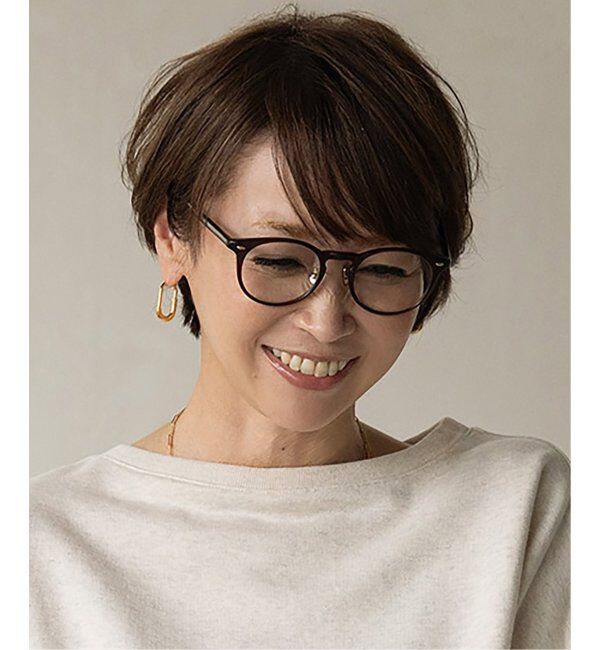  「Zoff｜emiri ボストン型 メガネ |辺見えみり 軽量 黒縁フレーム レンズ交換券付」|メガネ|