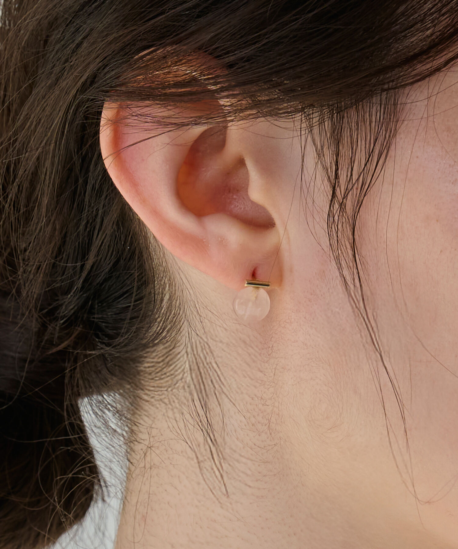 Phoebe「【金属アレルギー対応】パワーストーンバーピアス　ローズクォーツ/天然石」|ピアス|