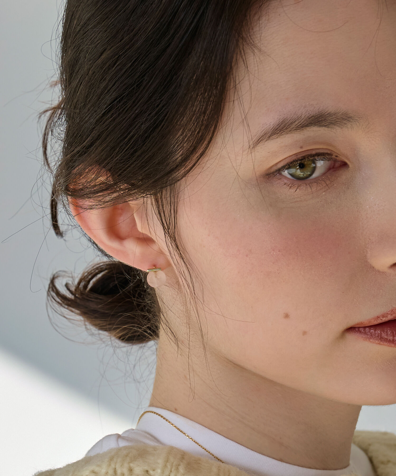 Phoebe「【金属アレルギー対応】パワーストーンバーピアス　ローズクォーツ/天然石」|ピアス|