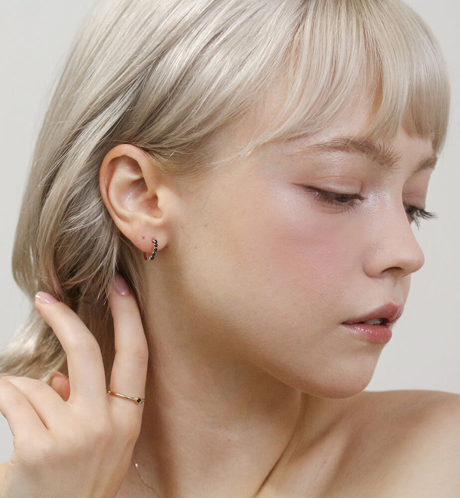  「一石 ブラックダイヤモンド 0.05ct リング | K10YG」|リング|