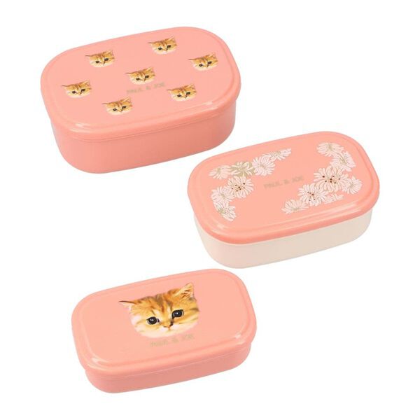 PAUL&JOE「ランチボックス・3Pセット/ポール＆ジョー・ブレイクタイム」|食器・キッチングッズ|ﾛｰｽﾞﾋﾟﾝｸ