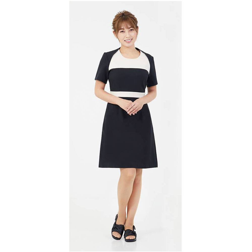 BACKYARD FAMILY「事務 ワンピース 通販 Veriella C 事務服 エステ ユニフォーム 医療事務 制服」|ワンピース|ブラック1