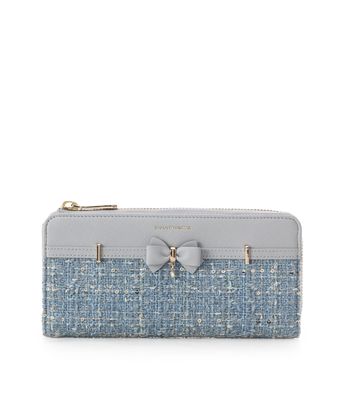 Samantha Vega「ツイードアクセントリボン長財布」|財布|ライトブルー