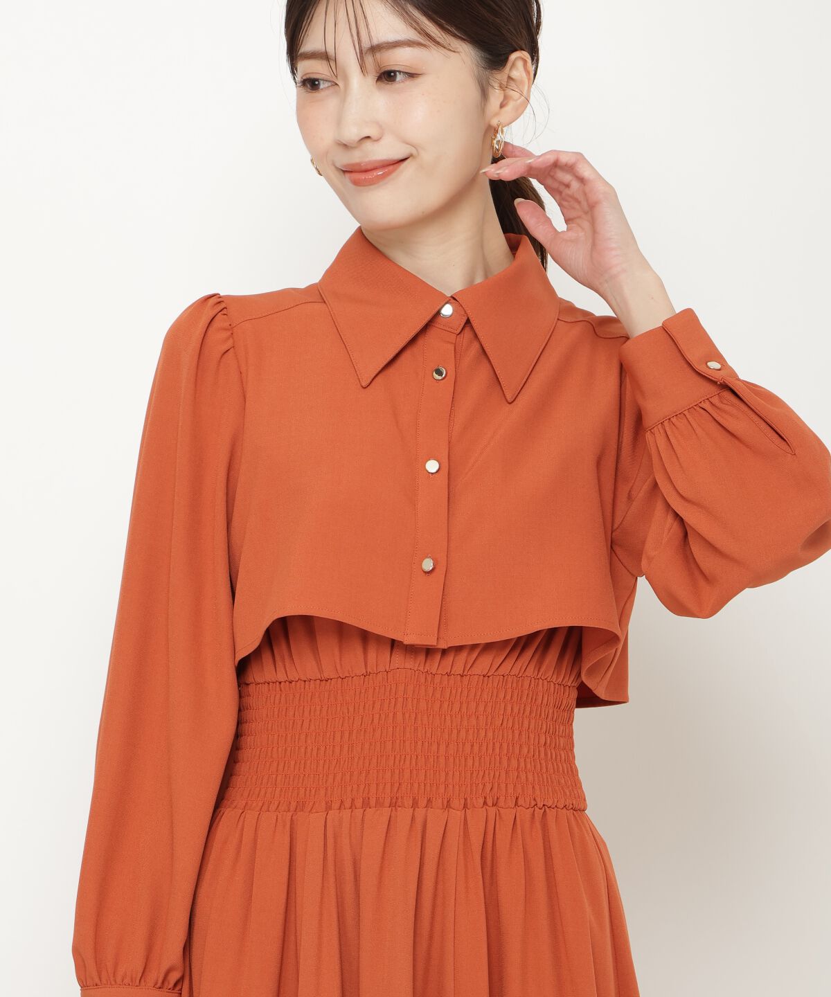 アンドクチュール「シャツレイヤード裾切替ワンピース」|ワンピース|