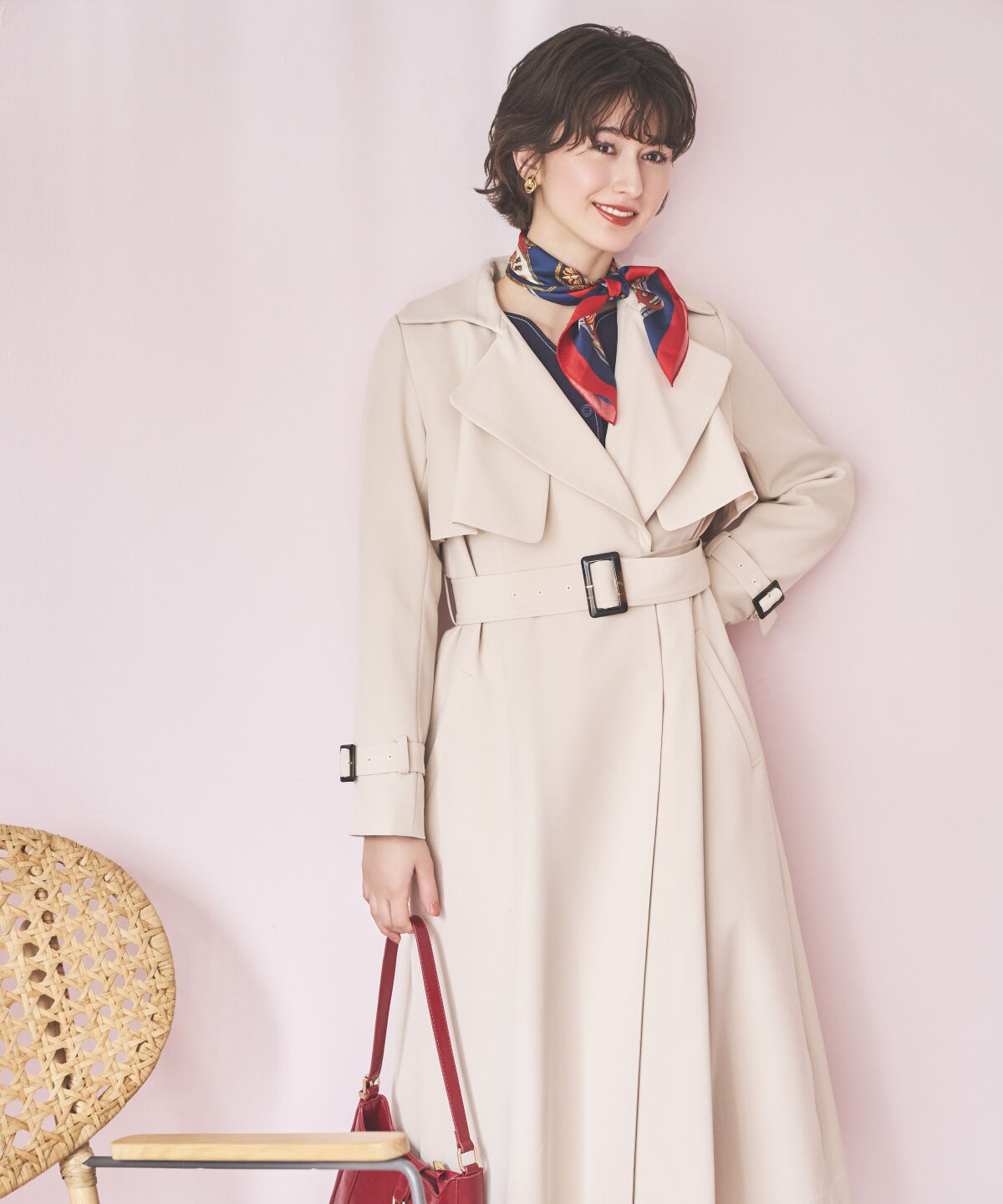 アンドクチュール「ミニマルムードトレンチコート」|トレンチコート|ベージュ