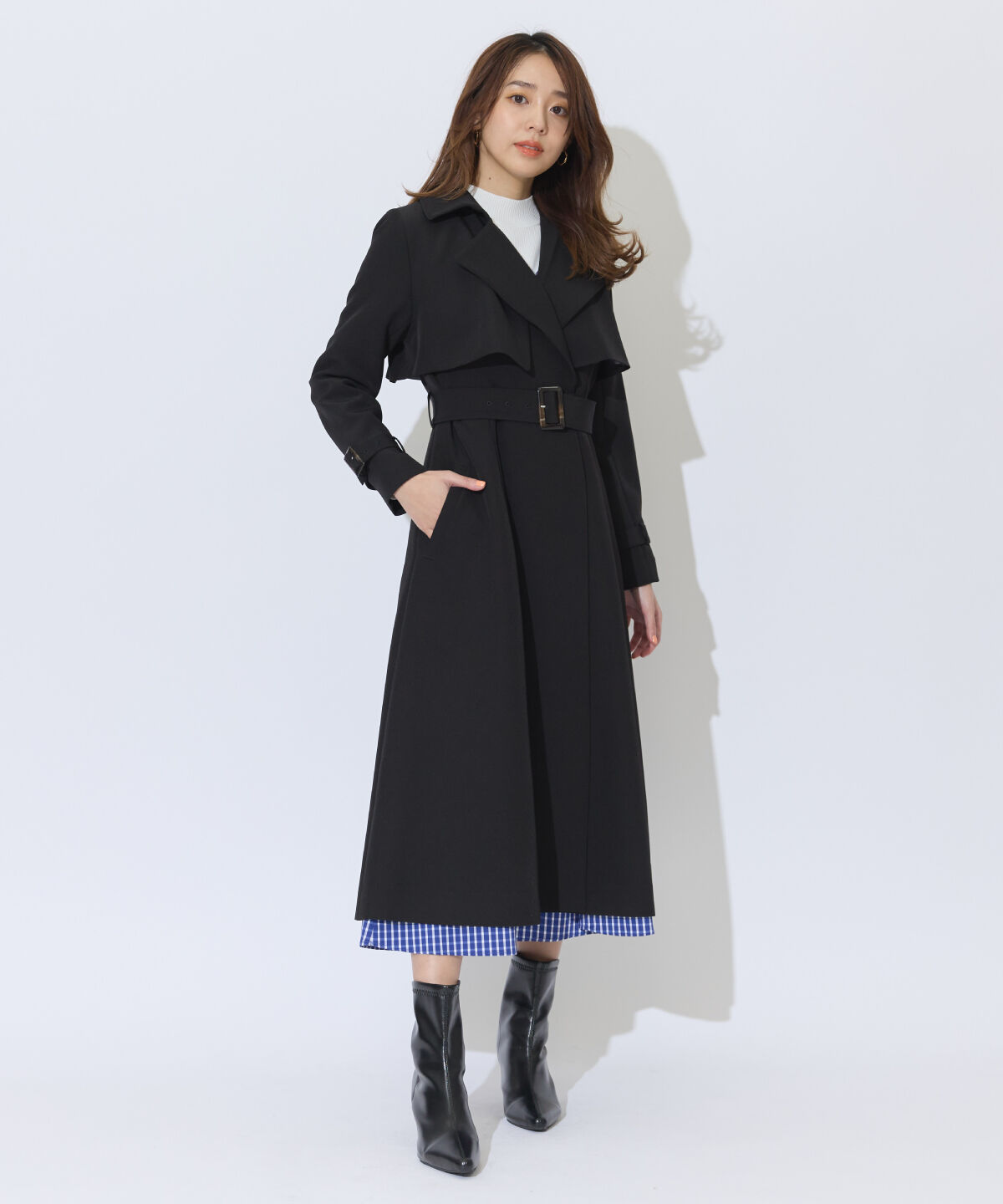 アンドクチュール「ミニマルムードトレンチコート」|トレンチコート|ブラック