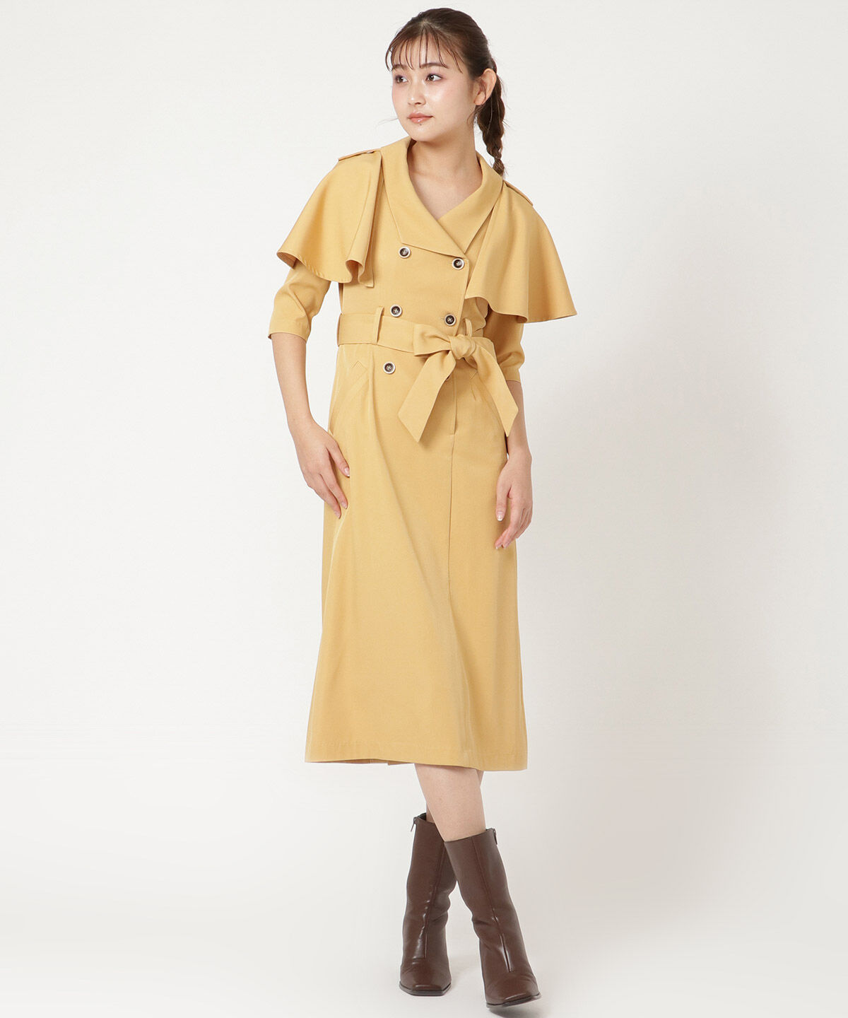 REDYAZEL「トレンチケープデザイン5分丈ワンピース」|ワンピース|