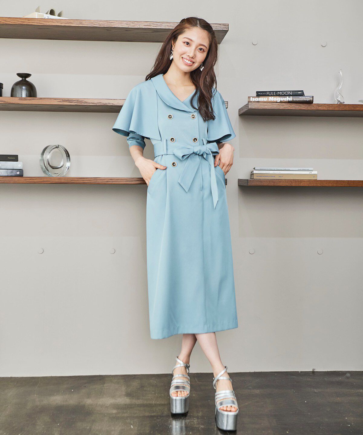 REDYAZEL「トレンチケープデザイン5分丈ワンピース」|ワンピース|