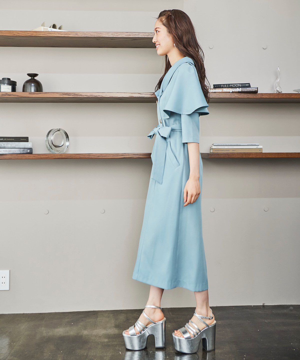 REDYAZEL「トレンチケープデザイン5分丈ワンピース」|ワンピース|