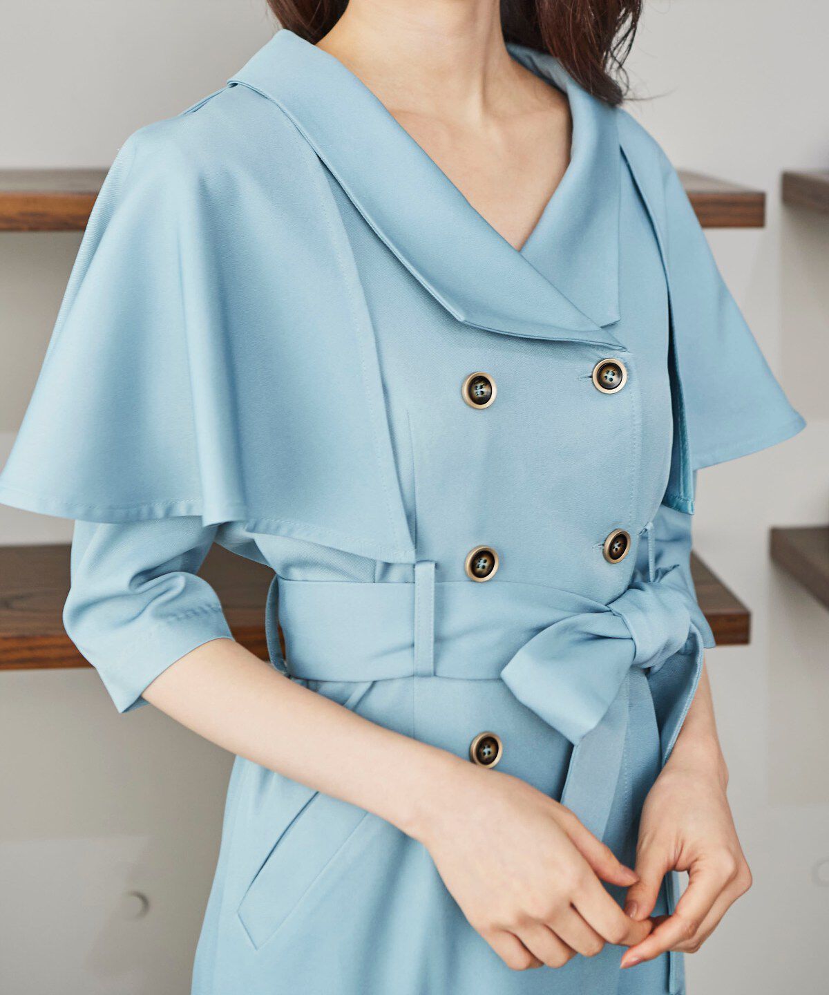 REDYAZEL「トレンチケープデザイン5分丈ワンピース」|ワンピース|