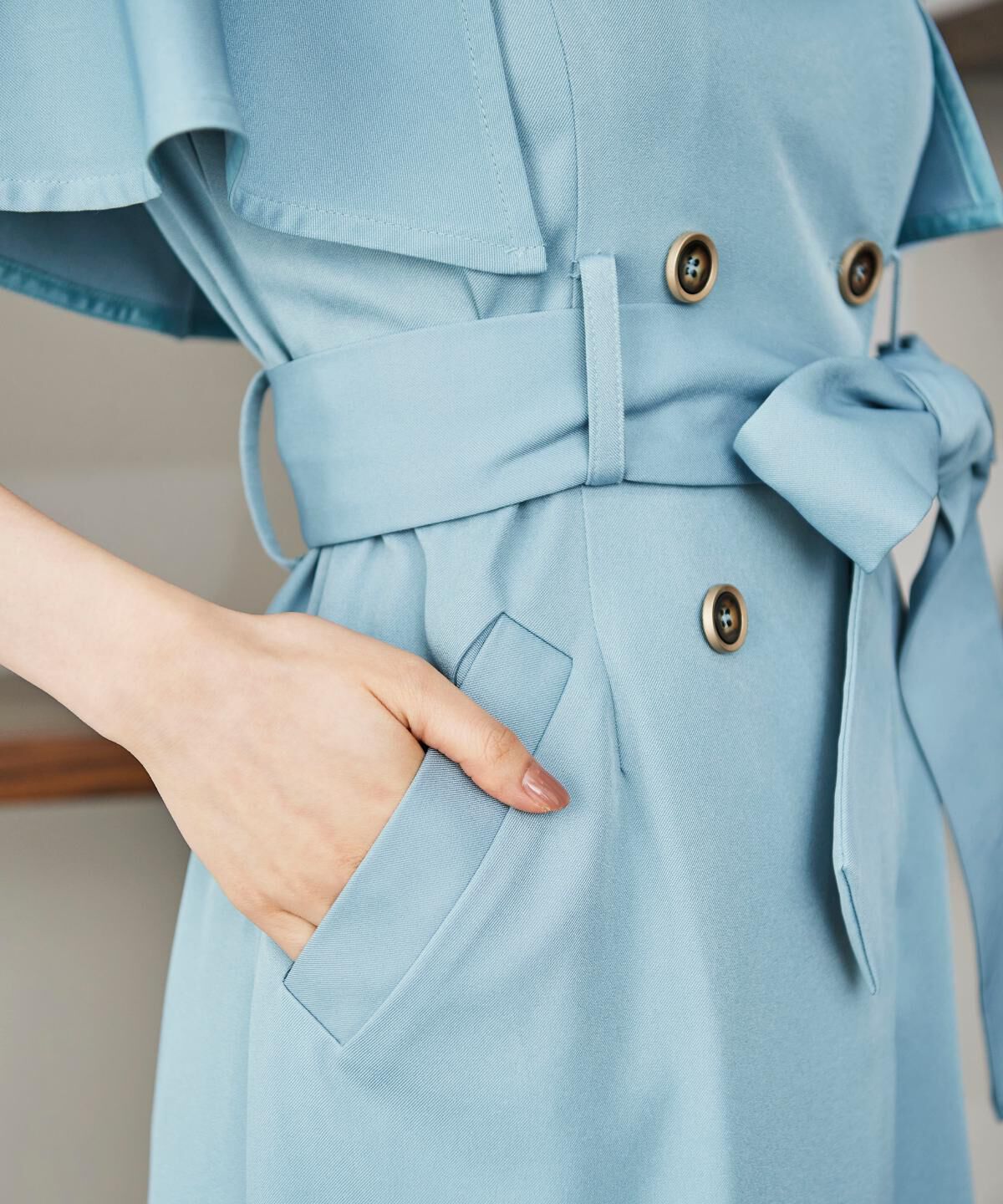 REDYAZEL「トレンチケープデザイン5分丈ワンピース」|ワンピース|