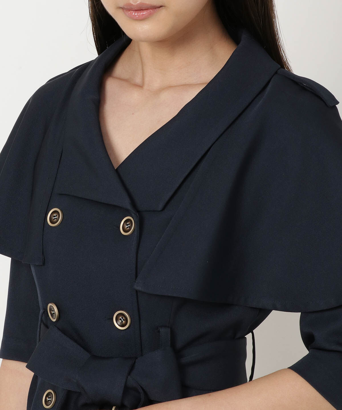 REDYAZEL「トレンチケープデザイン5分丈ワンピース」|ワンピース|