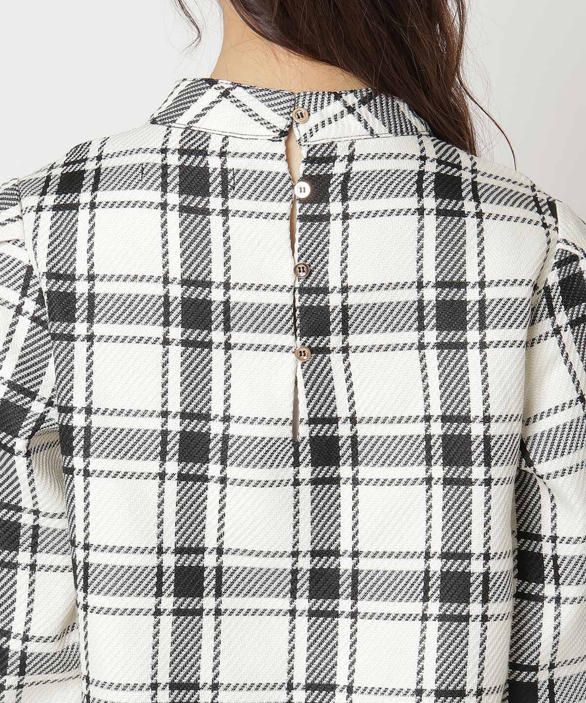 REDYAZEL「チェックハイネックコンパクトブラウス」|シャツ・ブラウス|