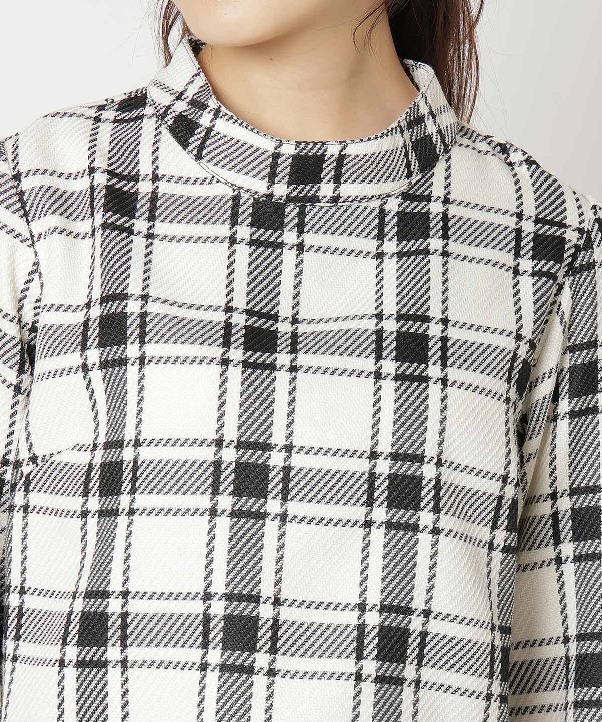 REDYAZEL「チェックハイネックコンパクトブラウス」|シャツ・ブラウス|