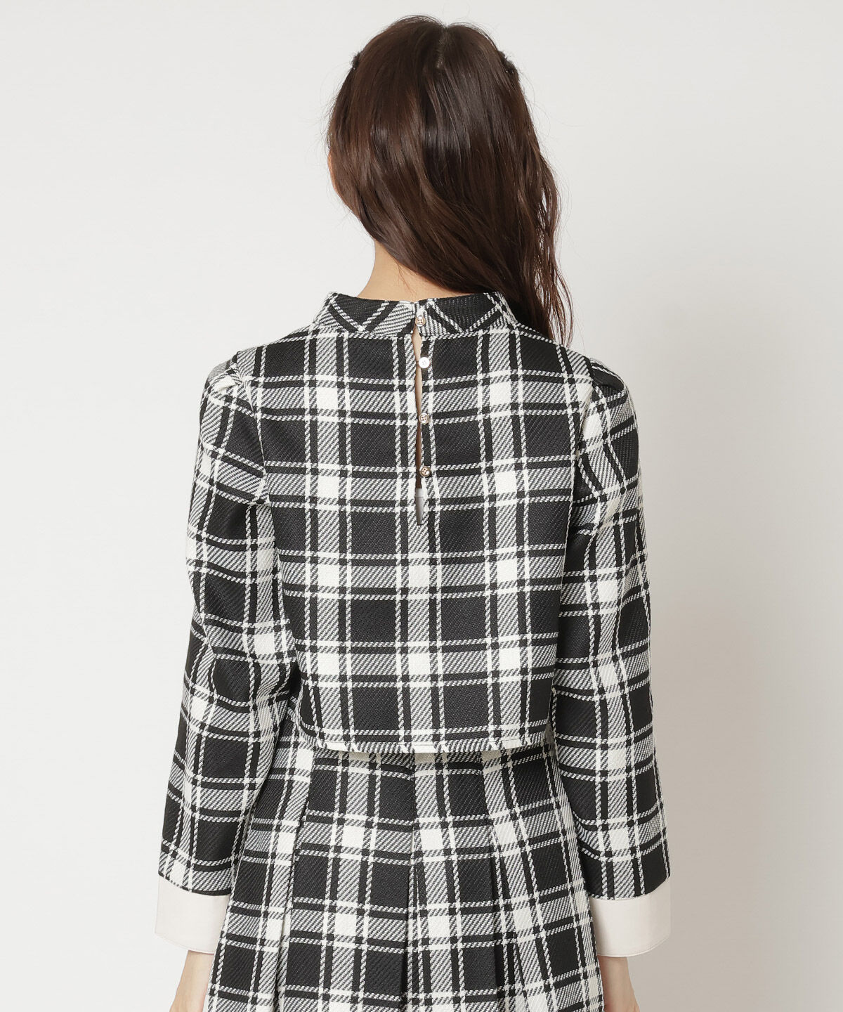 REDYAZEL「チェックハイネックコンパクトブラウス」|シャツ・ブラウス|