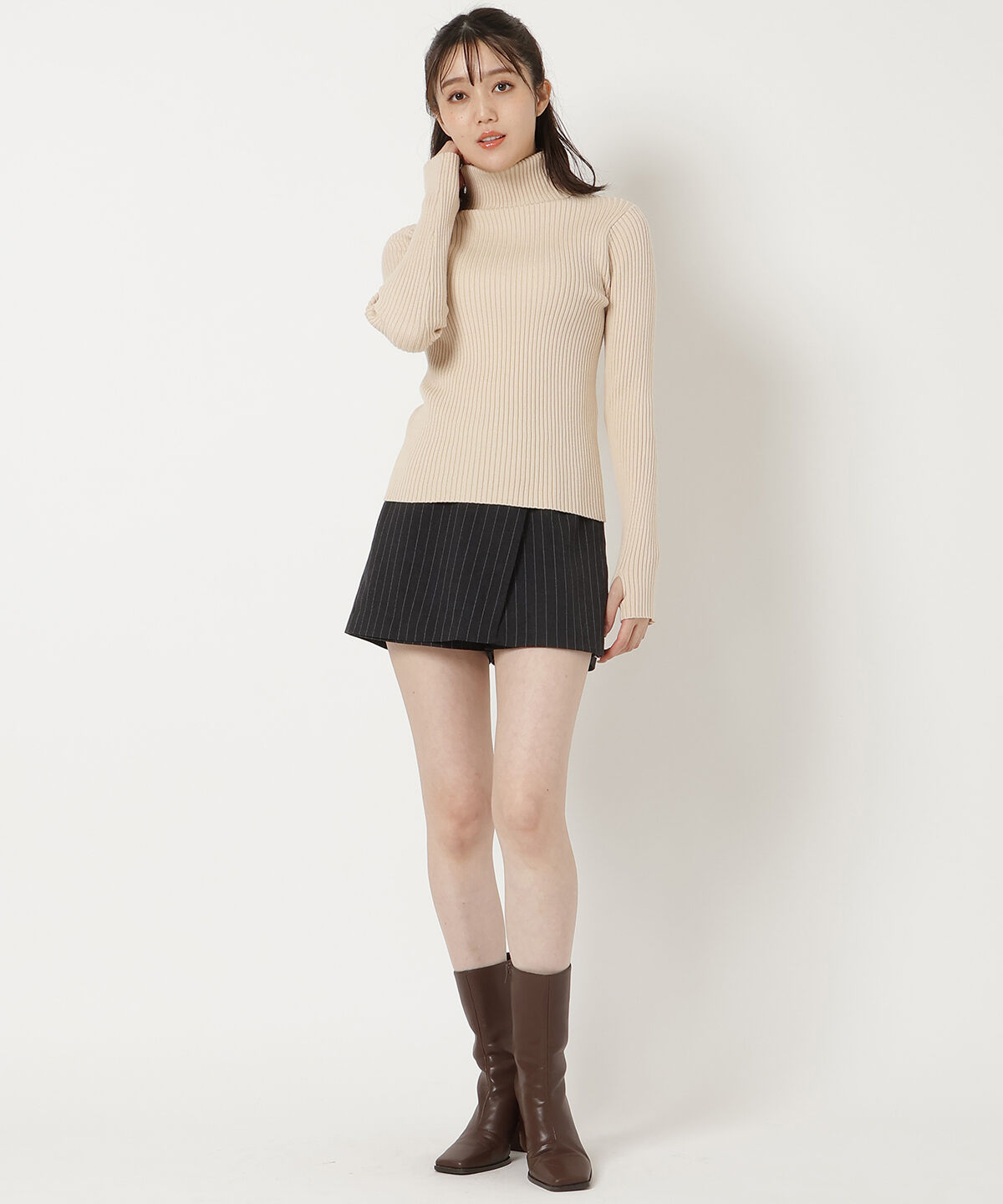 REDYAZEL「フィンガーホールタートルネックニット」|ニット・セーター|