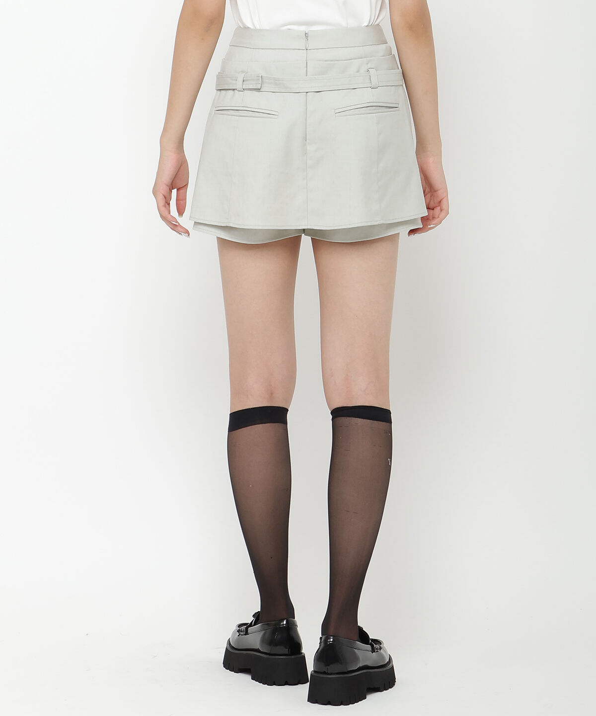 REDYAZEL「レイヤードデザインベルティッドショートパンツ」|キュロット|