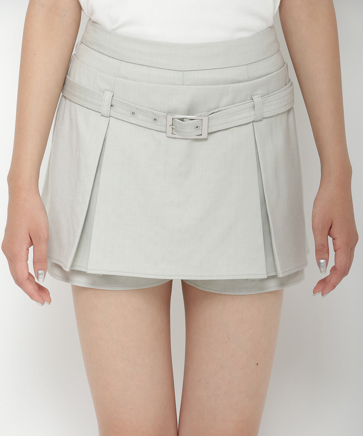 REDYAZEL「レイヤードデザインベルティッドショートパンツ」|キュロット|