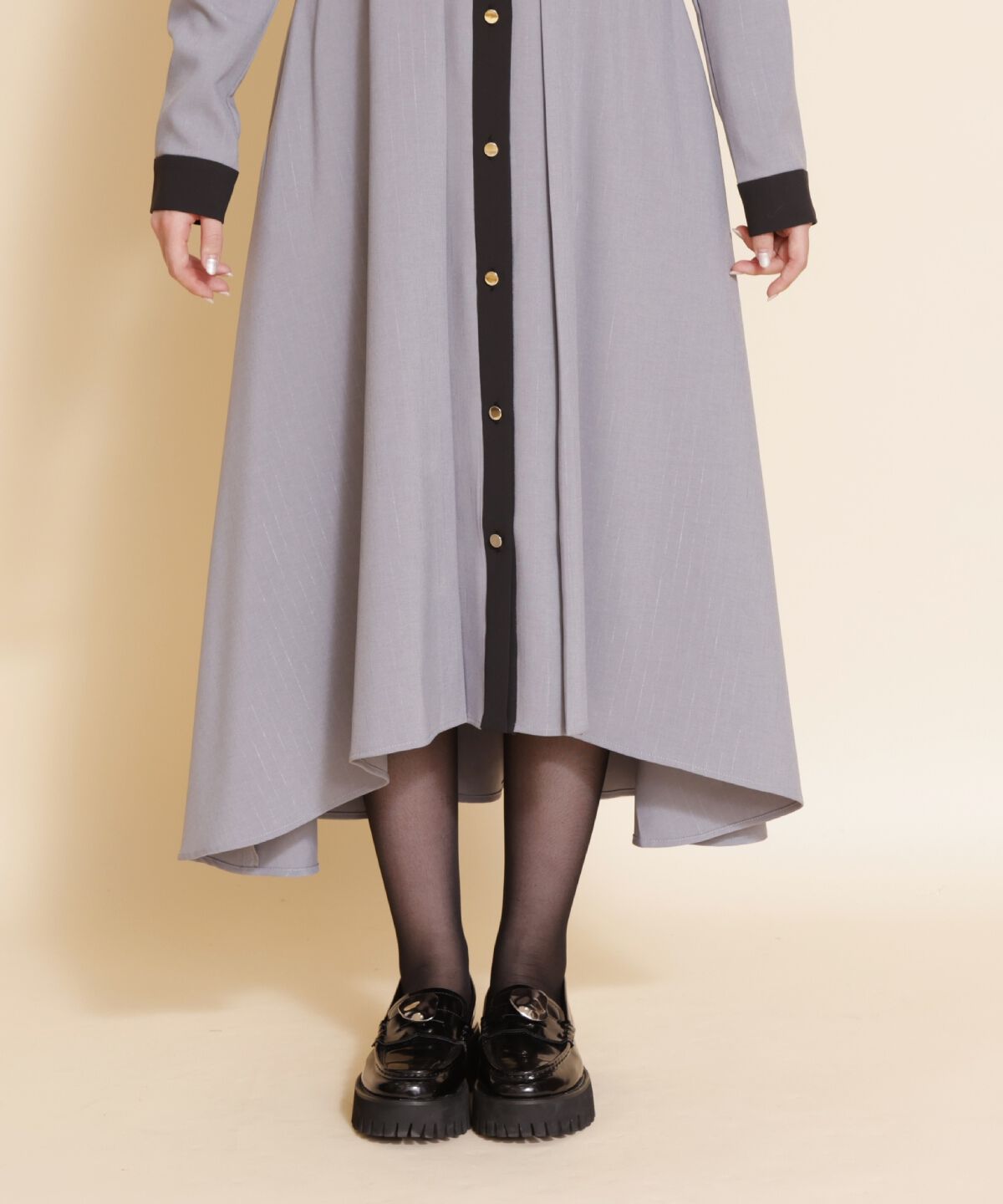 REDYAZEL「バイカラーフレアシャツワンピース」|ワンピース|