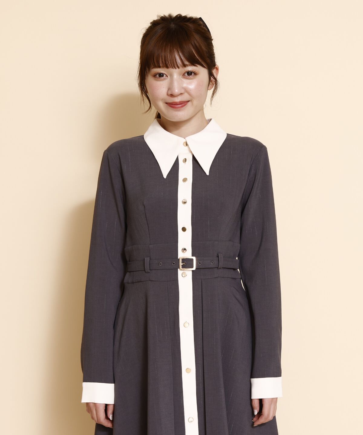 REDYAZEL「バイカラーフレアシャツワンピース」|ワンピース|