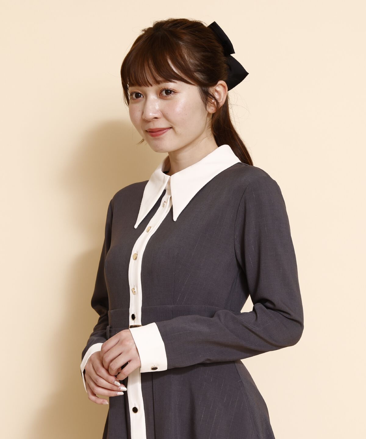 REDYAZEL「バイカラーフレアシャツワンピース」|ワンピース|