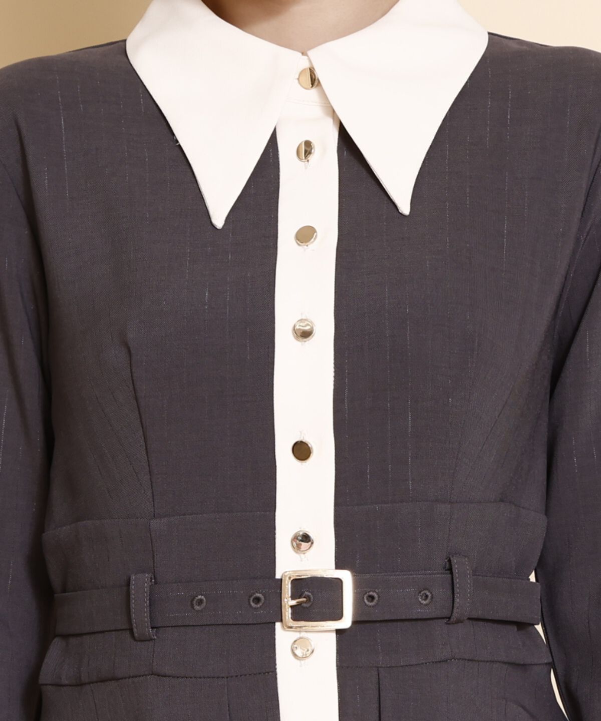 REDYAZEL「バイカラーフレアシャツワンピース」|ワンピース|