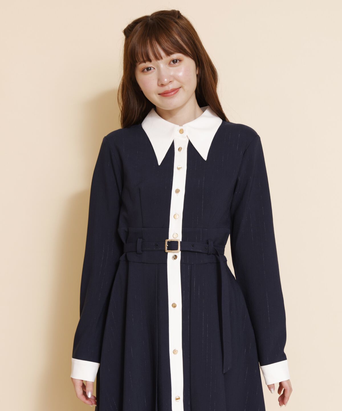 REDYAZEL「バイカラーフレアシャツワンピース」|ワンピース|