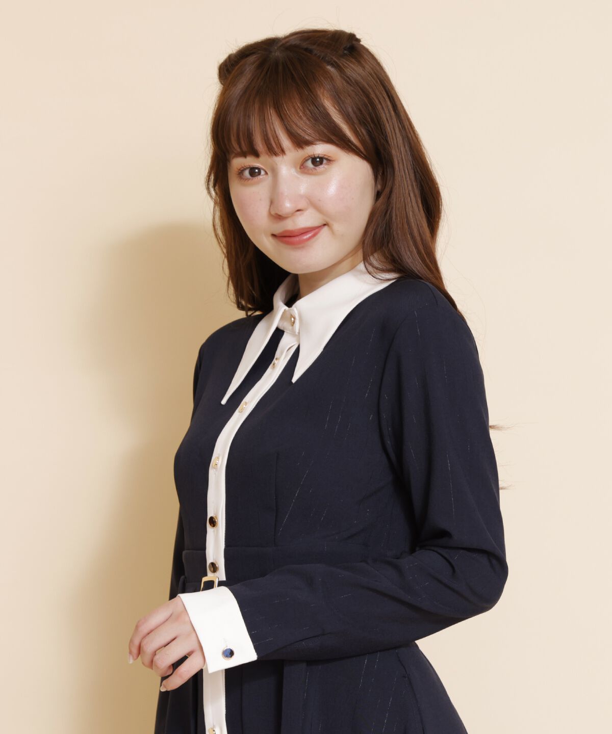 REDYAZEL「バイカラーフレアシャツワンピース」|ワンピース|