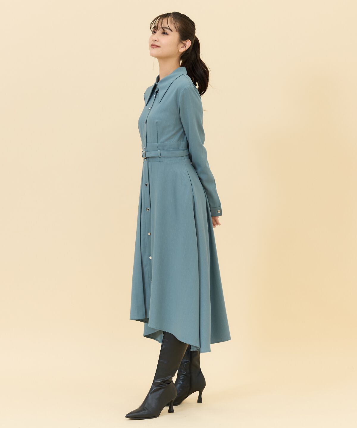 REDYAZEL「シャドーラメストライプシャツワンピース」|ワンピース|