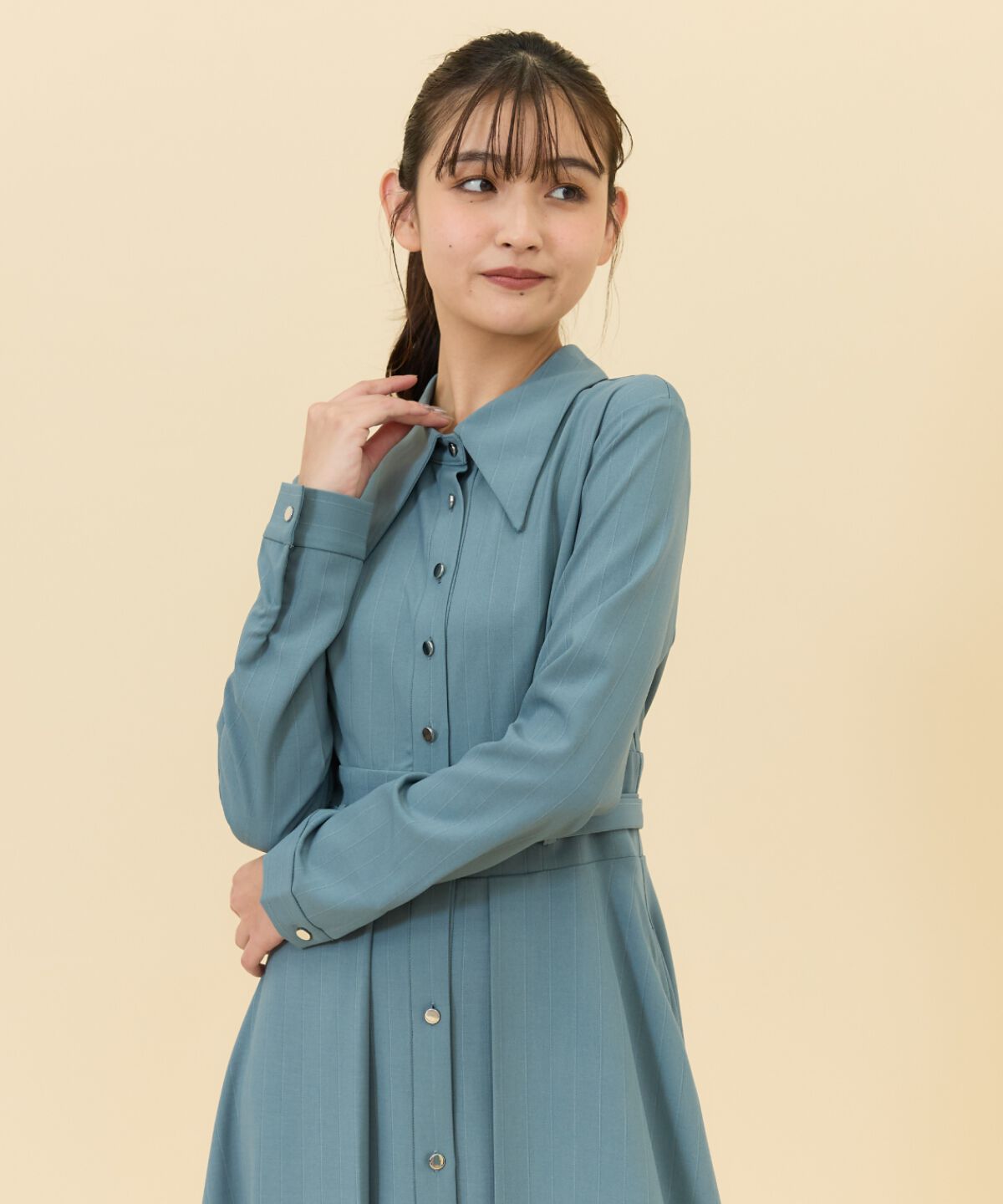 REDYAZEL「シャドーラメストライプシャツワンピース」|ワンピース|