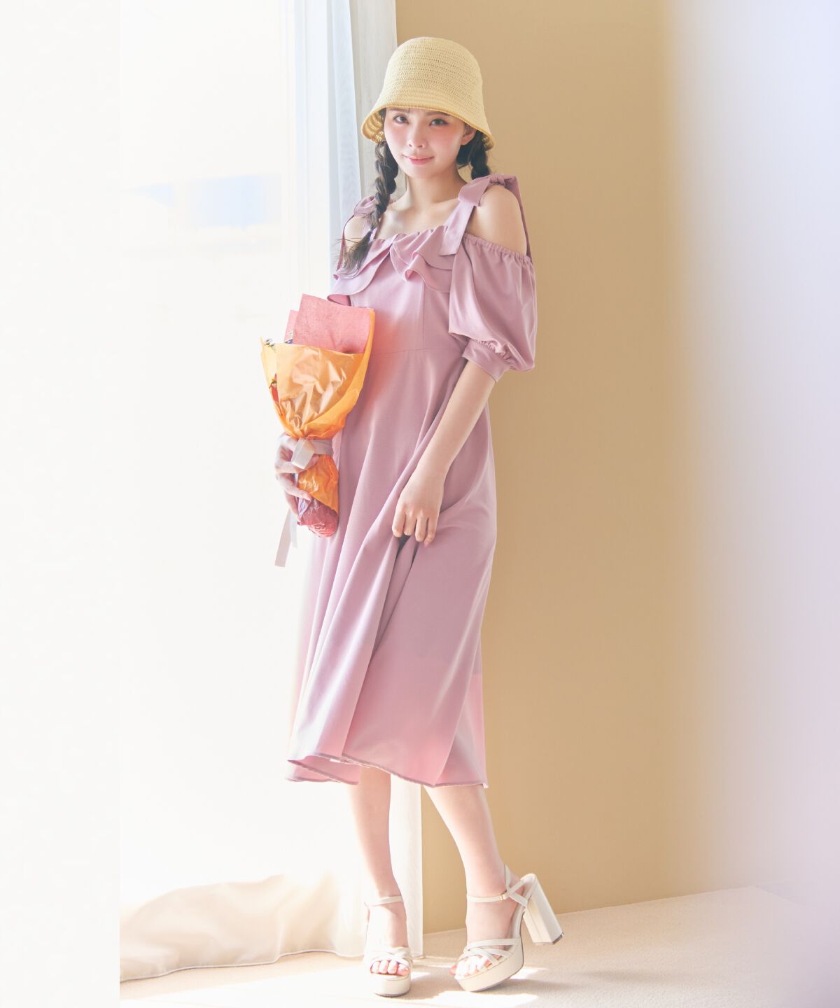 REDYAZEL「ショルダーリボンオフショルワンピース」|ワンピース|