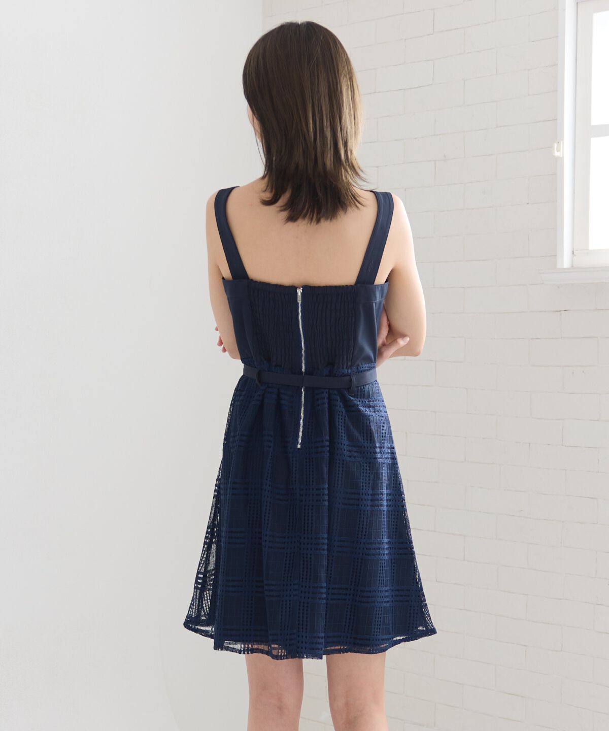 REDYAZEL「シアーチェックカーディガン＆ビスチェワンピースセット」|ワンピース|