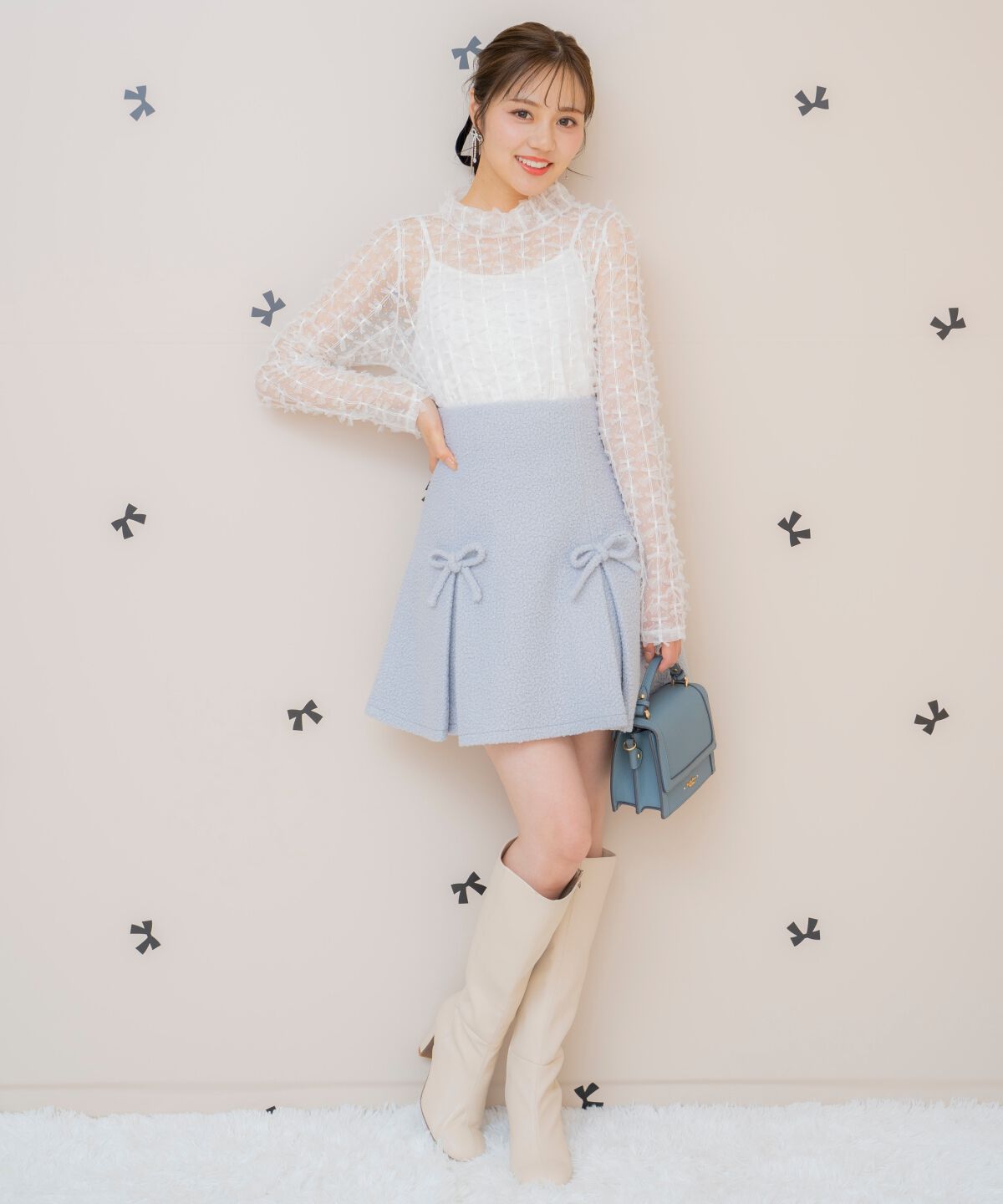 WILLSELECTION「ボックスタックボアミニスカート」|フレア|