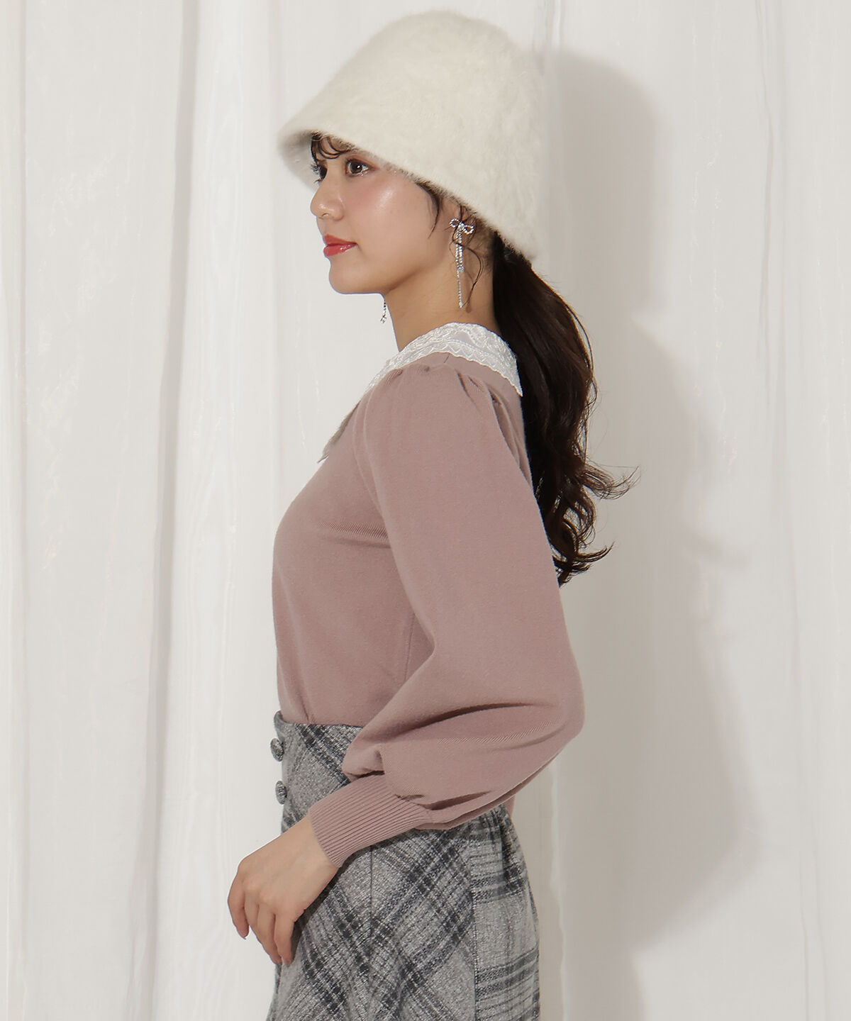 WILLSELECTION「ボリュームスリーブレースカラープルオーバー」|ニット・セーター|